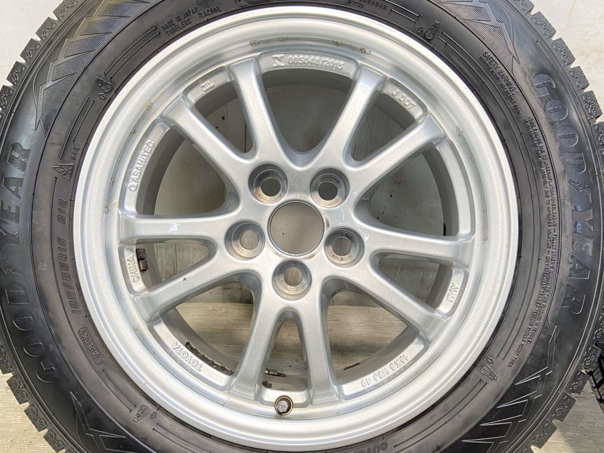 中古タイヤ スタッドレスタイヤ ホイールセット 4本セット 195/65R15 トヨタ純正 15x6.5 40 100-5穴 グッドイヤー アイスナビ8