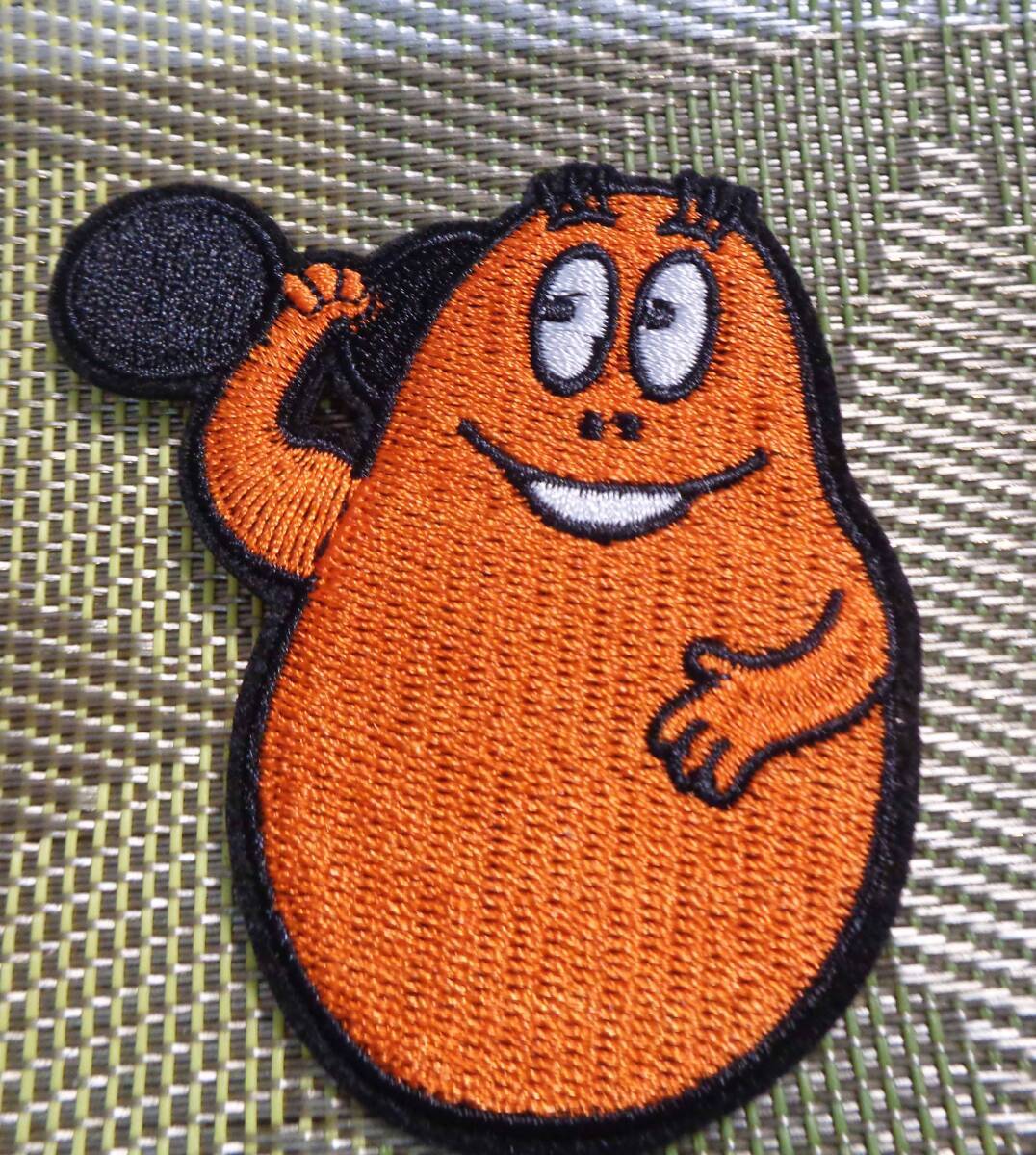 《橙筋トレ父さん》筋肉■激熱『バーバパパ』BARBAPAPA　ダンベル 刺繍ワッペン■サバゲー ミリタリー ファッション■洋服・衣類・衣服DIY