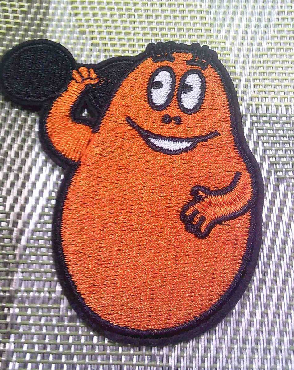 《橙筋トレ父さん》筋肉■激熱『バーバパパ』BARBAPAPA　ダンベル 刺繍ワッペン■サバゲー ミリタリー ファッション■洋服・衣類・衣服DIY