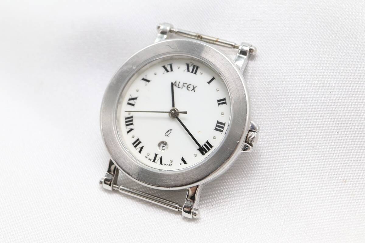【W201-27】動作品 電池交換済 ALFEX アルフェックス Q SWISS MADE 腕時計 フェイスのみ メンズ【送料全国一律185円】