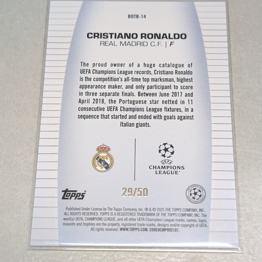 50枚限定 CR7 クリスティアーノ・ロナウド インサート Topps UCC 50枚限定 CR7 クリスティアーノ・ロナウド インサート Topps UCC