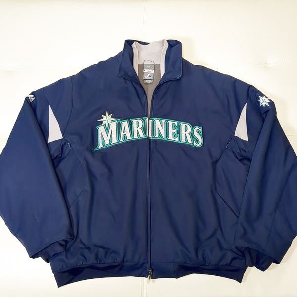 マリナーズ マジェスティック サーマベース ダグアウトジャケット L 裏地フリース ブルゾン 中綿ジャケット Seattle Mariners