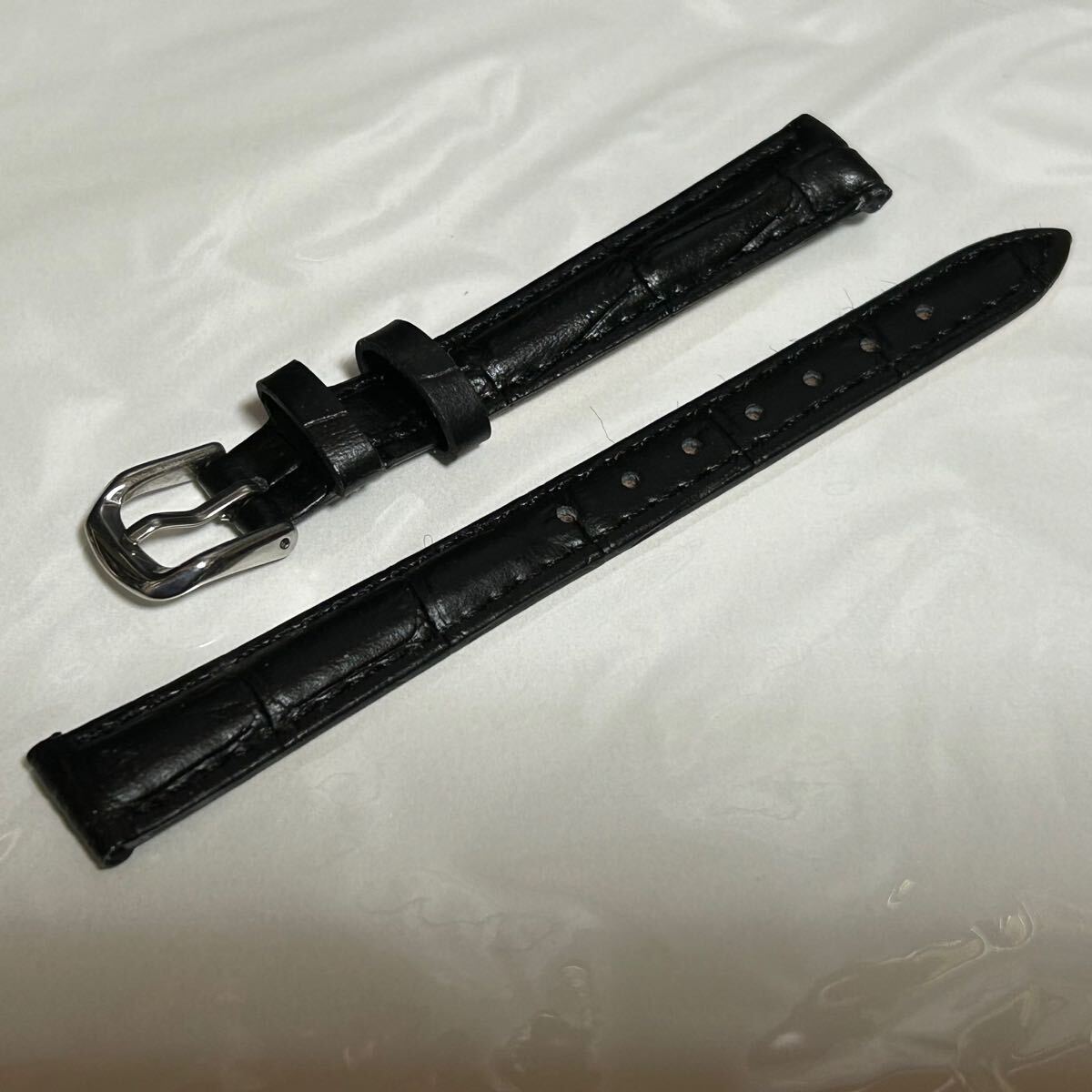 本革製 時計用ベルト12mm×10mm (12mm用)カラー ：ブラック