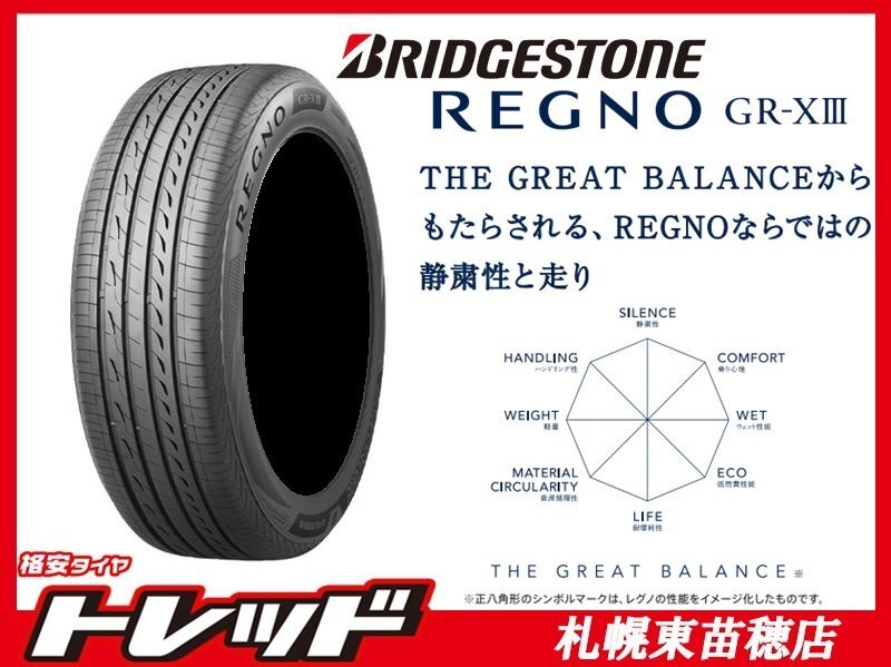 『札幌東苗穂店』 新品サマータイヤ 4本セット 205/45R17 BS ブリヂストン REGNO GR-XⅢ 2023～24年制 GRヤリス CR-Z等に