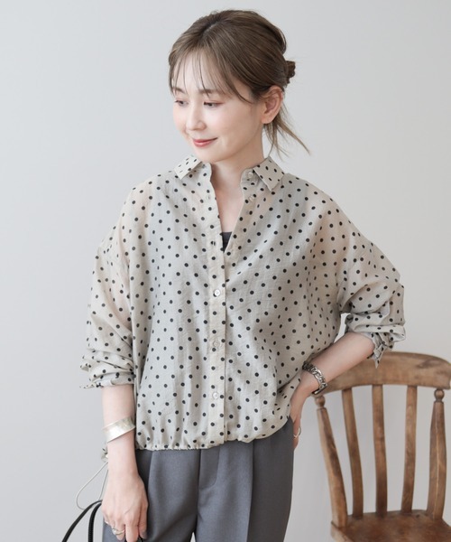 「AMERICAN HOLIC」 長袖シャツ L ピンクベージュ レディース