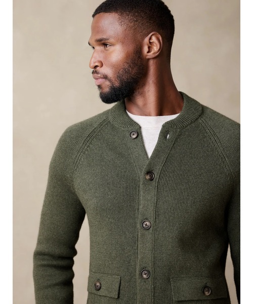 「BANANA REPUBLIC FACTORY STORE」 ニットカーディガン M グリーン メンズ