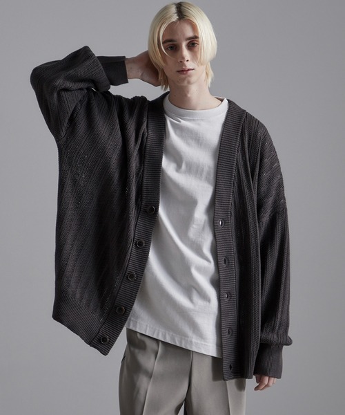 「Loose/ルース」 ニットカーディガン M グレー メンズ