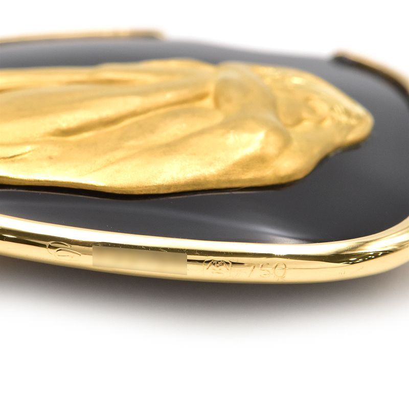 カレライカレラ アダム＆イヴ オニキスペンダントトップ K18YG リンゴモチーフ リバーシブル イエローゴールド 中古 送料無料_画像3