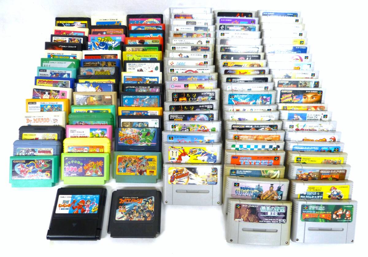 ファミコン＋スーパーファミコン カセット 100点以上 ♪ロックマン　サラダの国のトマト姫　聖戦士星矢　スーパーメトロイド　◎希少品含む