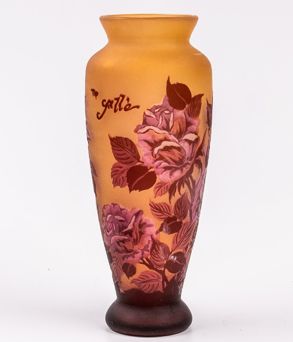 工芸ガラス】 Tip Galle ルーマニア ガレ フラワーベース E1377B 工芸ガラス】 Tip Galle ルーマニア ガレ フラワーベース E1377B