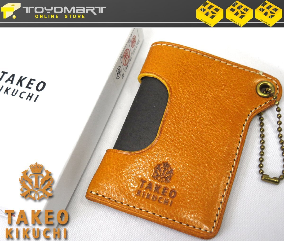 1091●TAKEO KIKUCHI 菊池武夫●新品 【 キャンティ 】 イタリアンレザー　カードケース 定期入れ　イエロー　定価5500円