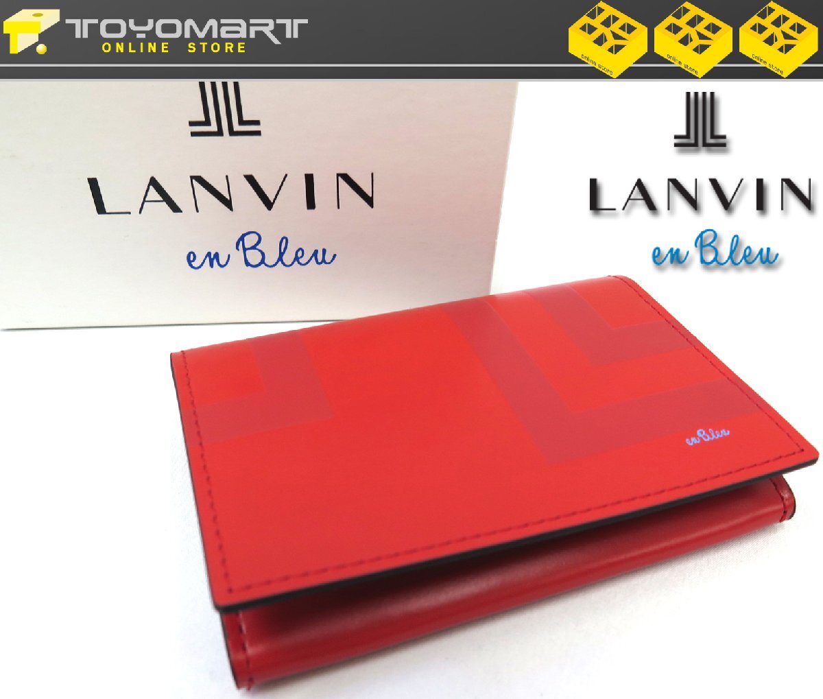 1158●ランバンオンブルー LANVIN en bleu●新品　JLマーク型押し牛革　リスター 名刺入れ　オレンジ　定価9900円