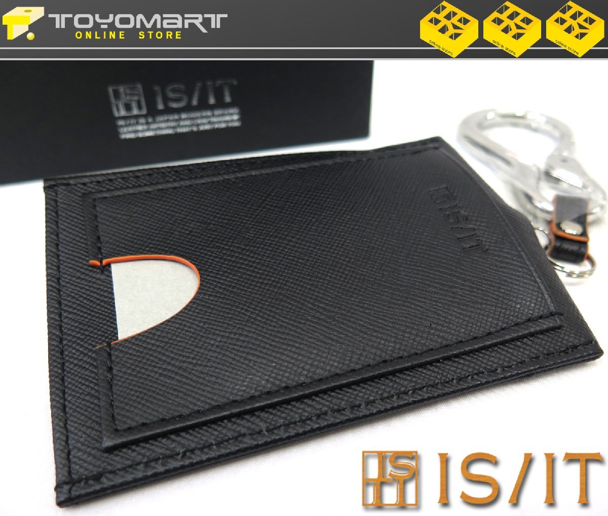 1157●イズイット IS/IT（IKETEI）●新品　牛革　カラーパレット リール付きパスケース　クロ　定価9900円