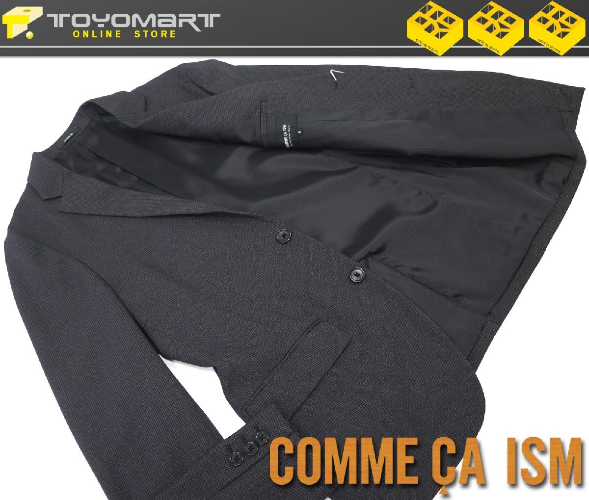 2016●コムサイズム COMME CA ISM●新品　GC04 【軽い、伸びる、洗える】 ウールライク　千鳥ジャケット　チャコール/SS　定価17600円