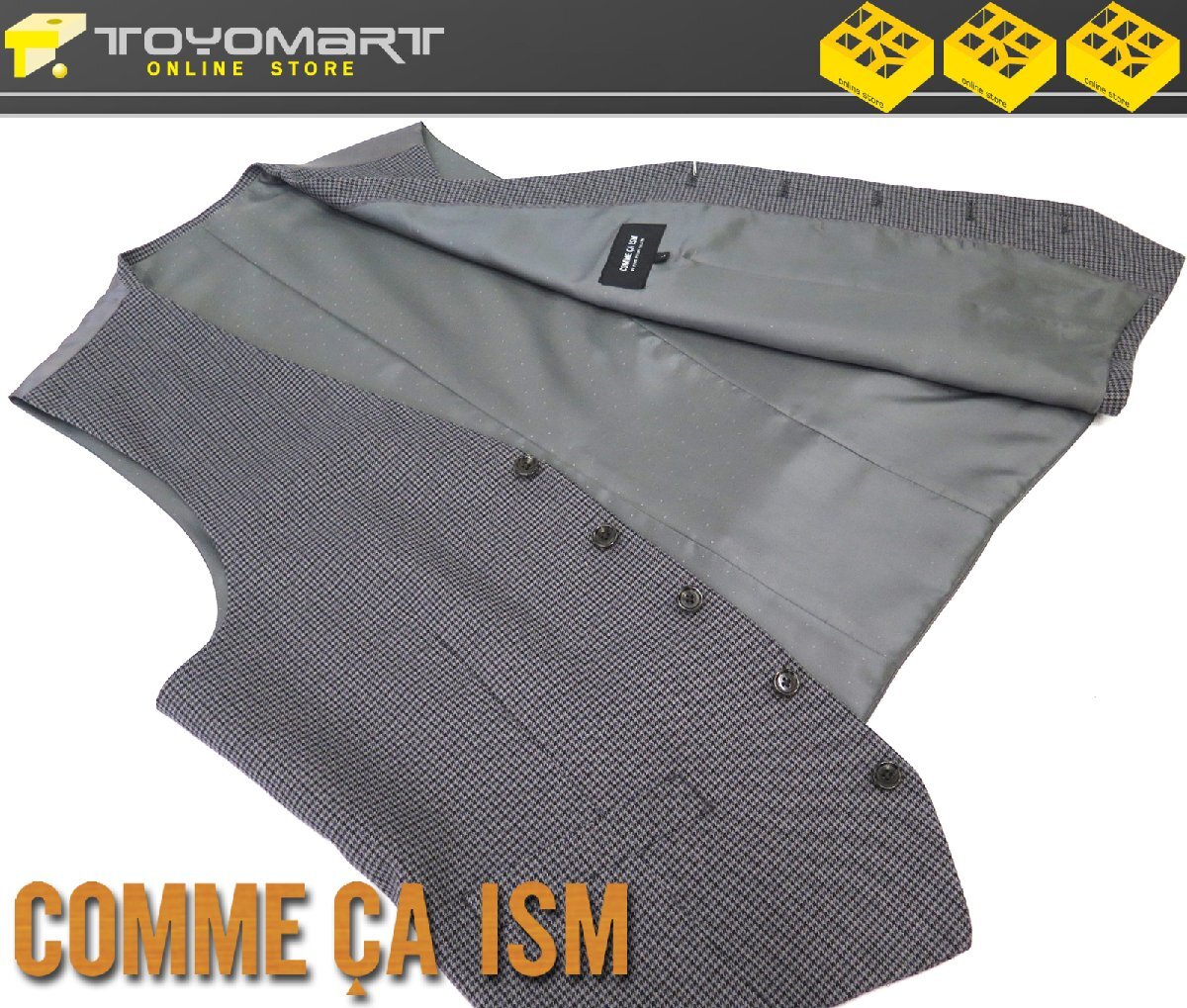 2029●コムサイズム COMME CA ISM●新品　VJ01 【肌触りのいい綿素材】 千鳥格子柄ベスト　グレー/L　定価11000円