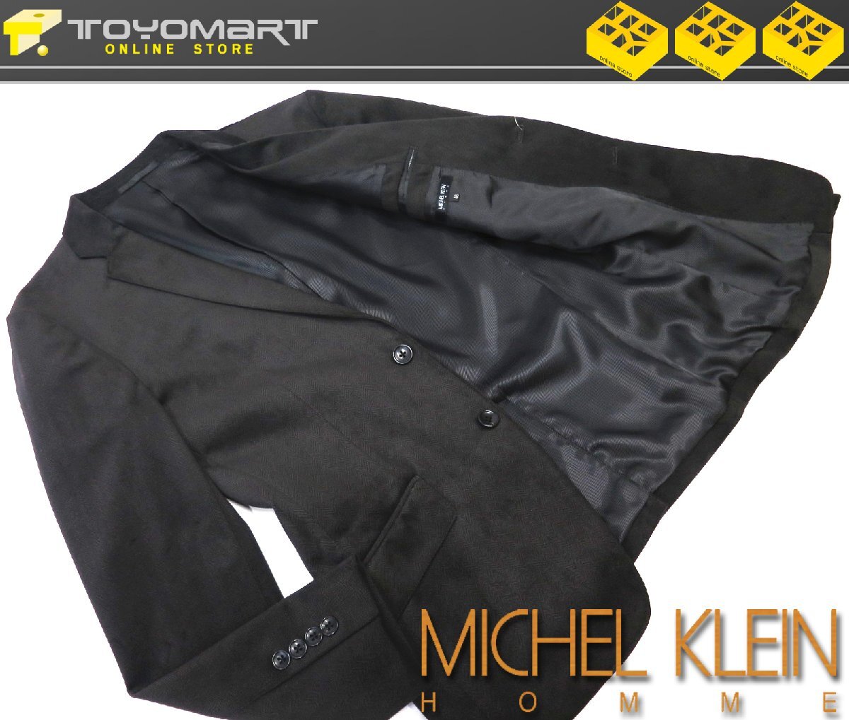 2111●ミッシェルクランオム MICHEL KLEIN HOMME●41280　ヘリンボーンベロアジャケット　ブラック/M　訳あり