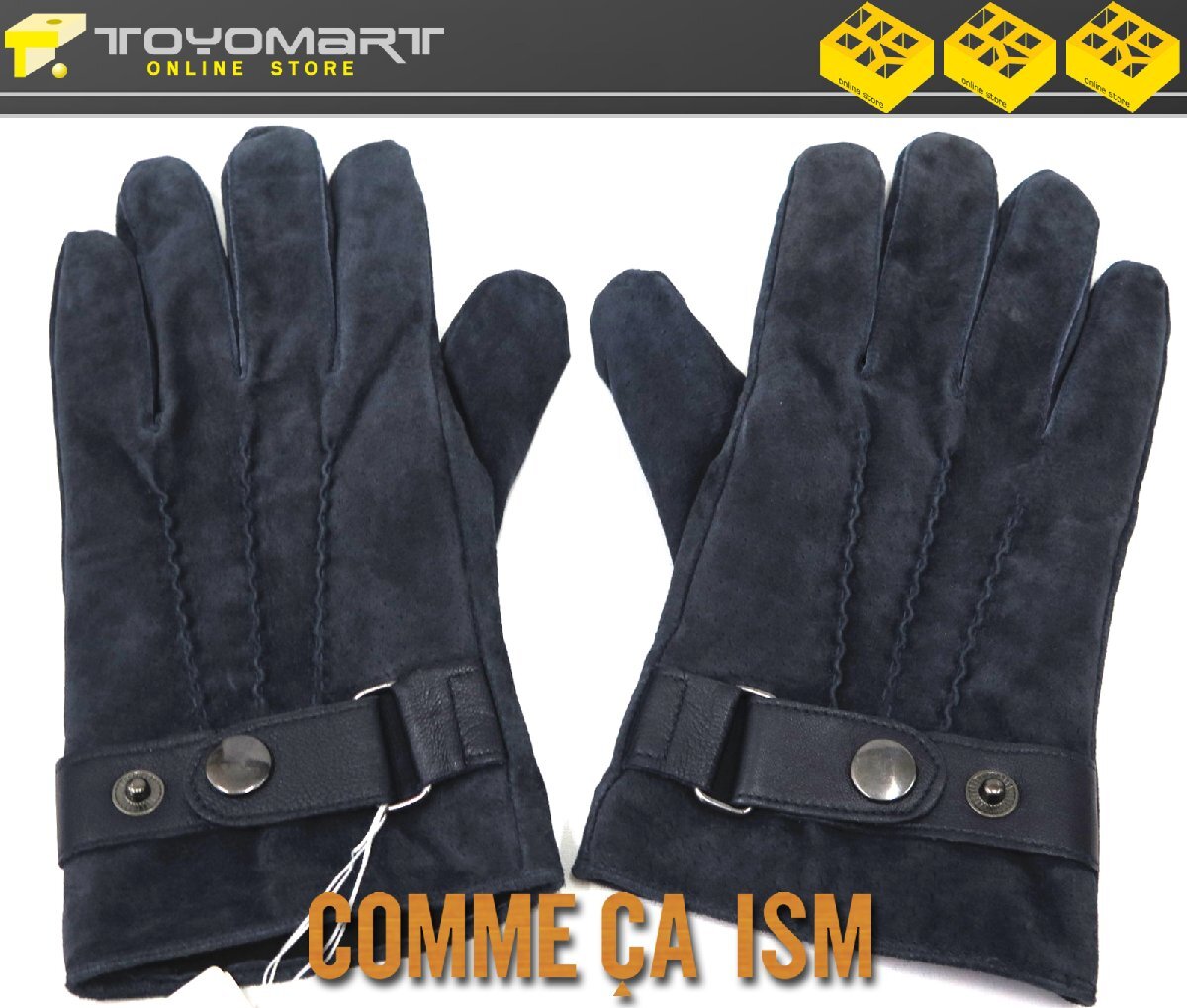 E25●コムサイズム COMME CA ISM●新品　RP02　ピッグスエード レザーグローブ　ネイビー/26cm　定価5500円