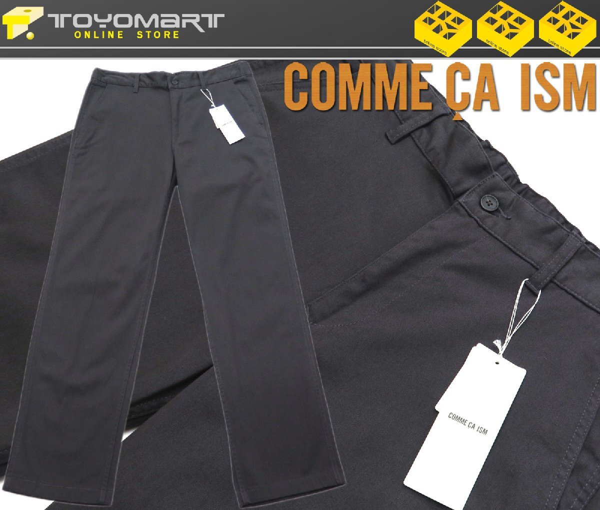 3067●コムサイズム COMME CA ISM●新品　PI14　レギュラーフィット ストレッチ チノパンツ　チャコール/L　定価7590円