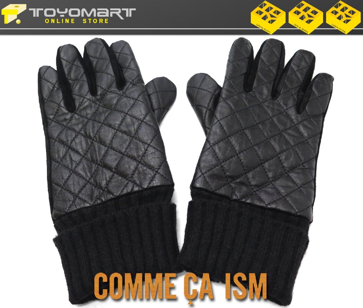 H36●コムサイズム COMME CA ISM●新品　RP02　ラムレザー×ピッグスエード　コンビ グローブ　ブラック/25cm　定価8800円