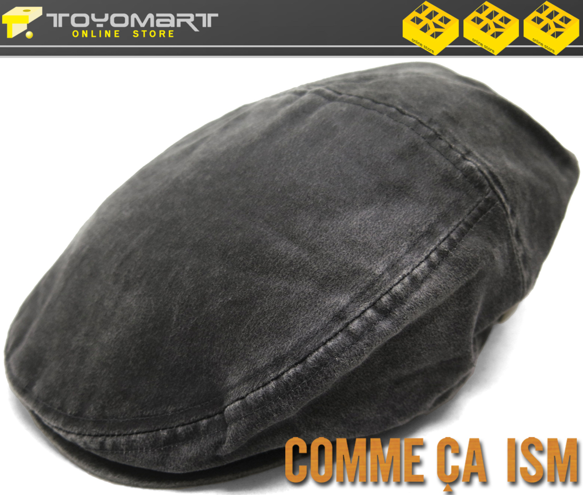 H33●コムサイズム COMME CA ISM●新品　RW05　ウォッシュフェイクレザー ハンチング帽　ブラック/58cm　定3480価円
