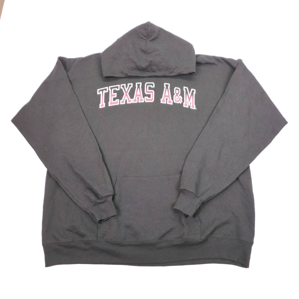 XL Hanes プルオーバーパーカー 裏起毛 マフポケットTEXAS A＆M ブラック pa0590_画像1