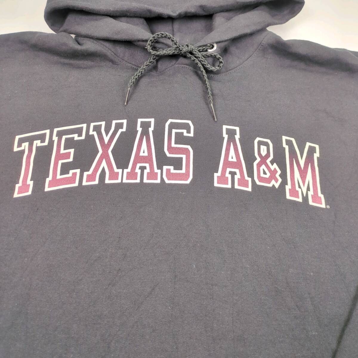 XL Hanes プルオーバーパーカー 裏起毛 マフポケットTEXAS A＆M ブラック pa0590_画像8