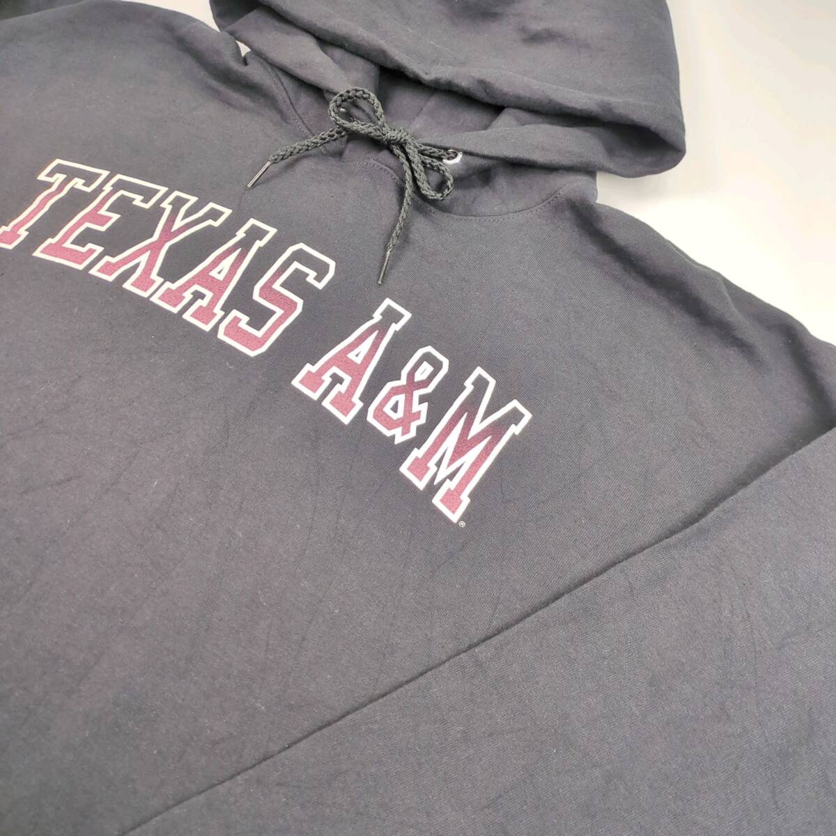 XL Hanes プルオーバーパーカー 裏起毛 マフポケットTEXAS A＆M ブラック pa0590_画像9