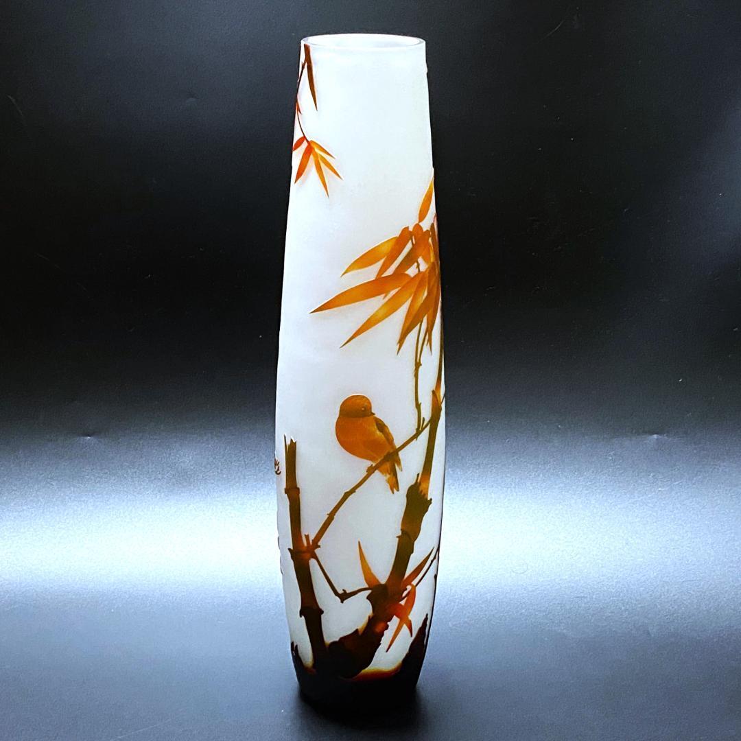 【美品】エミール・ガレ★Orange Red Bamboo Bird