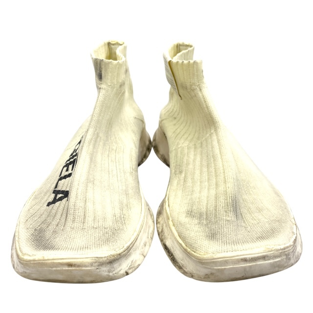 Maison Margiela メゾン マルジェラ ソックスニーカー ハイカットスニーカー 靴 ロゴ ホワイト USED加工［サイズ41 (26cm)］