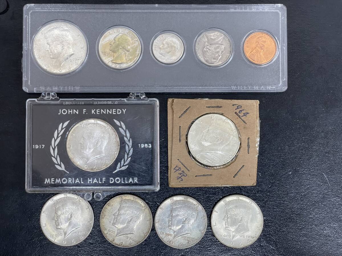 1964 ケネディハーフダラー銀貨 7枚セット Yahoo!オークション - ケネディーハーフダラー銀貨おまとめ7枚