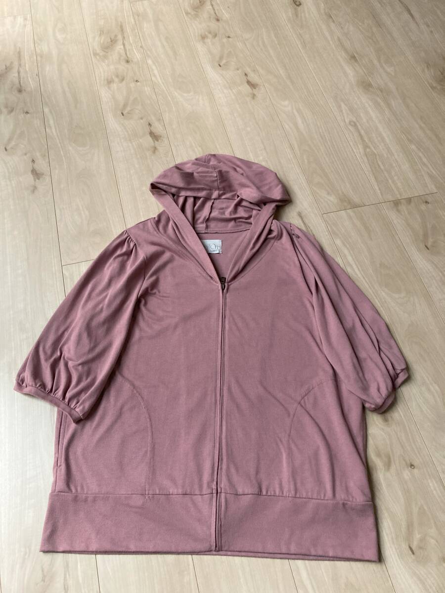 ★n'OrLABEL　オシャレウォーカー　パフスリーブデザインパーカー　グレイッシュピンク　パフ袖　パーカー　サイズ2★