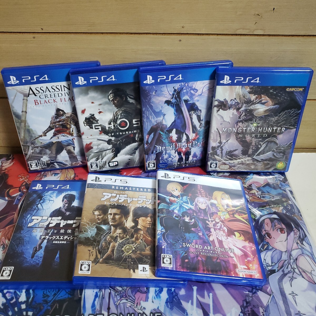 【 PS4.5ソフトまとめ売り】ソードアートオンライン、デビルメイクライ、モンハンワールド、アンチャーテッド、アサクリ、ゴーストツシマ