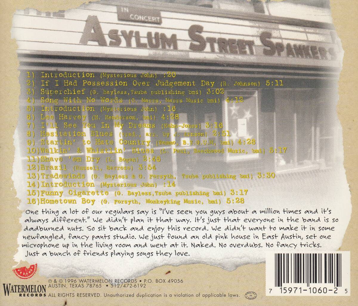 輸 Asylum Street Spankers Spanks For The Memories◆規格番号■CD-1060◆送料無料■即決●交渉有_画像2