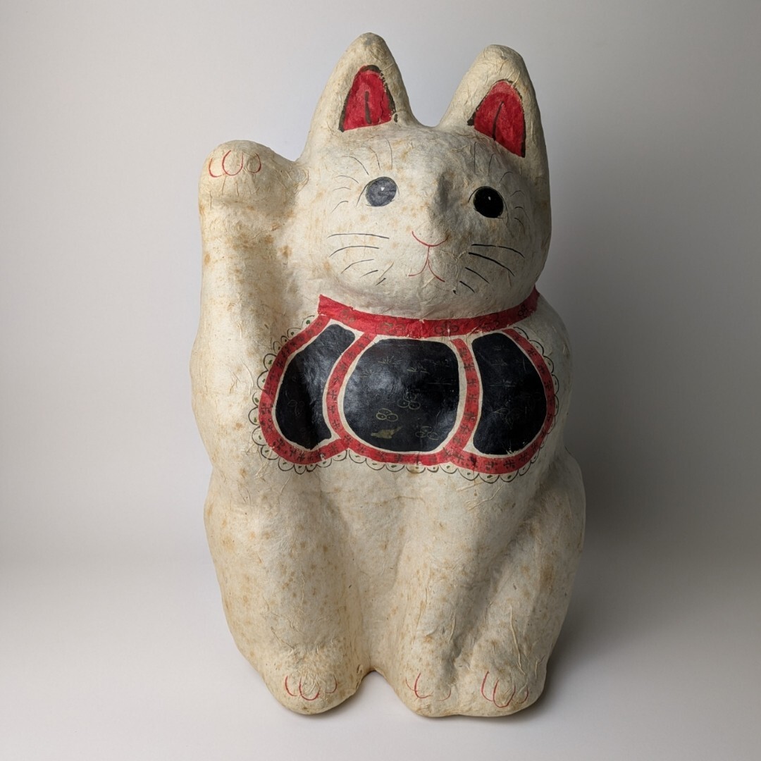 張り子 招き猫 右手 縁起物 金運 商売繁盛 昭和レトロ 骨董 民芸 張り子 招き猫 右手 縁起物 金運 商売繁盛 昭和レトロ 骨董 民芸