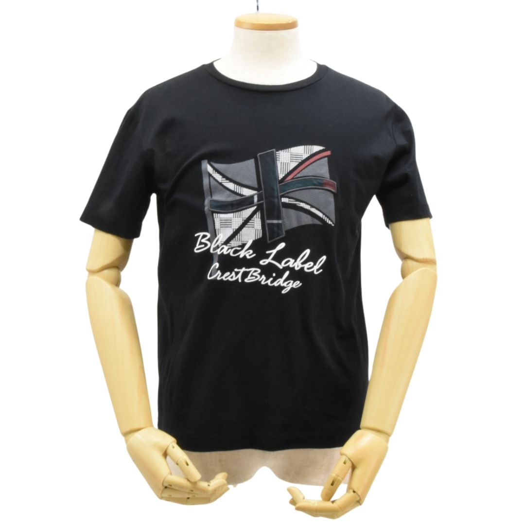 美品◇ブラックレーベルクレストブリッジ◇プリントTシャツ◇サイズM◇黒◇BLACKLABEL CRESTBRIDGE