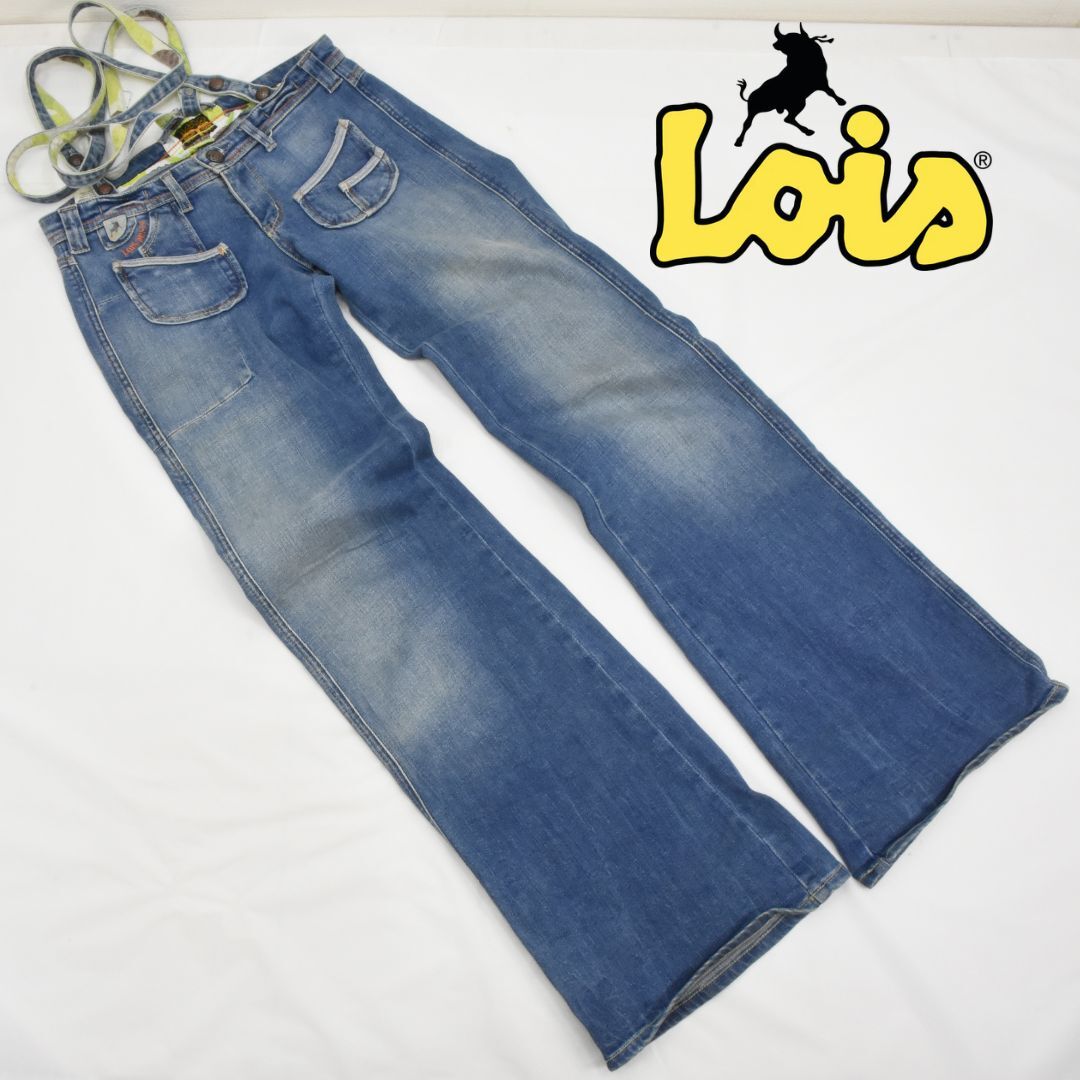 ロイスデニム◇ヴィンテージサスペンダーデニム◇サイズ28(W75cm)◇フレアパンツ◇LOIS DENIM_画像1