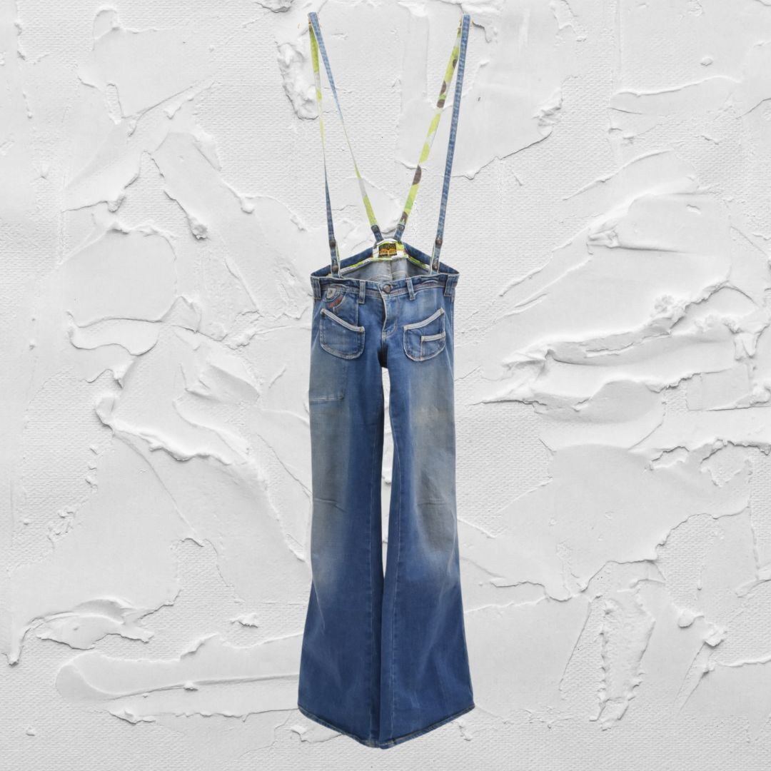 ロイスデニム◇ヴィンテージサスペンダーデニム◇サイズ28(W75cm)◇フレアパンツ◇LOIS DENIM_画像2