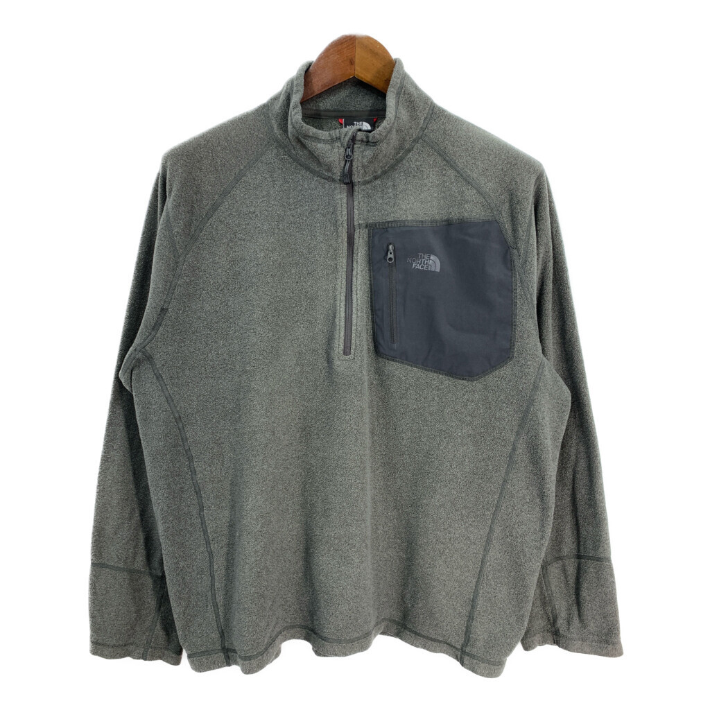 THE NORTH FACE ノースフェイス ハーフジップ フリースジャケット アウトドア グレー (メンズ XL) 中古 古着 S8229