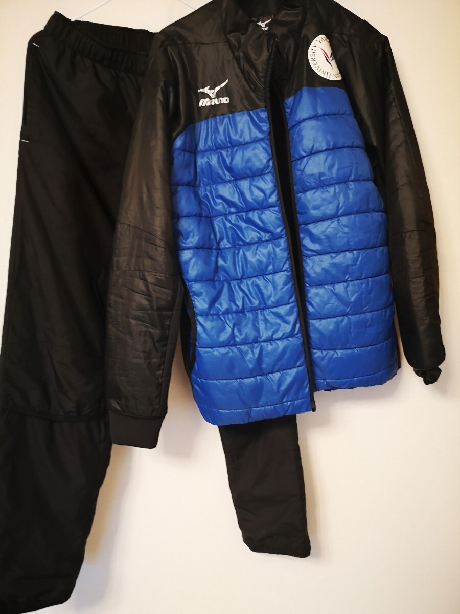 山梨学院　サッカー　 ダウンジャケット　 上下　セットアップ　ミズノ　MIZUNO　 防寒　 L　 黒　 防風