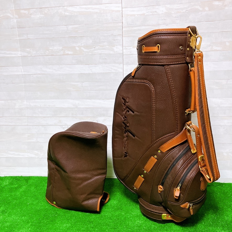 HONMA ホンマゴルフ キャディバッグ クラシック 本革 レザー ブラウン 本間 GOLF レトロ クロコ型押し 希少レア 美品