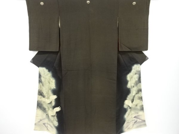 ys7257044; 宗sou 錦紗　波に松鶴模様刺繍留袖【アンティーク】【着】