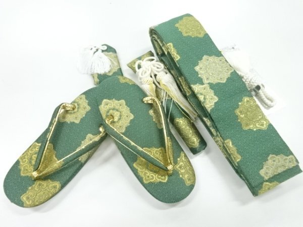 ys7258424; 宗sou 華紋模様織出し男児七五三小物セット（草履19.5センチ）【リサイクル】【着】