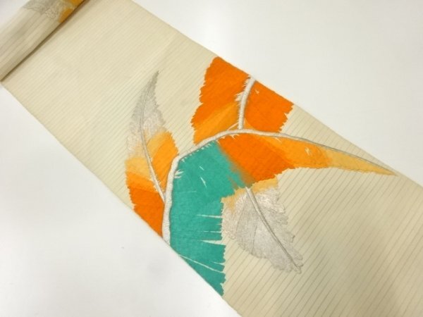 ys7263889; 宗sou 絽綴れ芭蕉模様刺繍八寸帯地反物【アンティーク】【着】