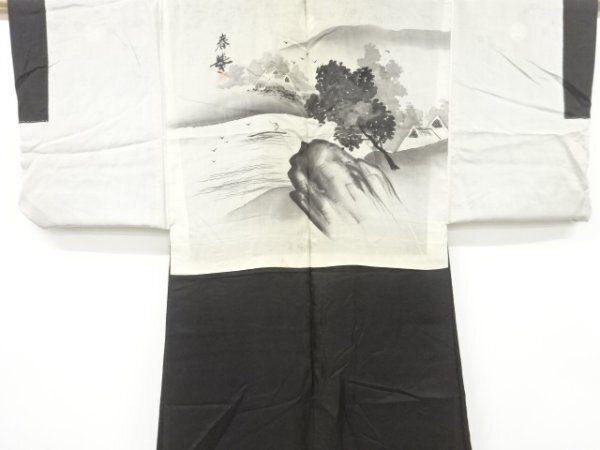 ys7262804; 宗sou 水辺風景模様肩裏紋付羽二重男物羽織