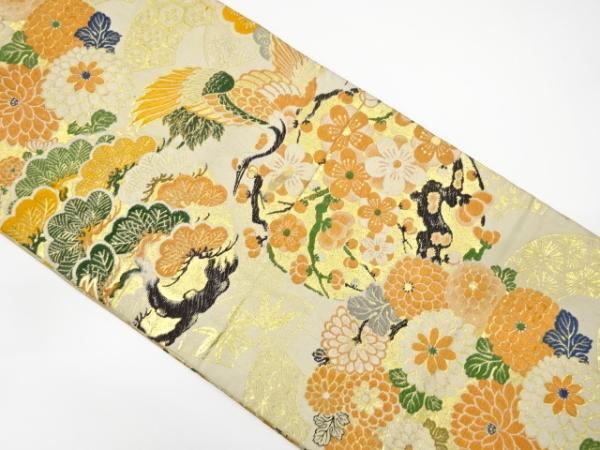 ys7264987; 宗sou 鶴に松竹梅模様織り出し丸帯（材料）【アンティーク】【着】