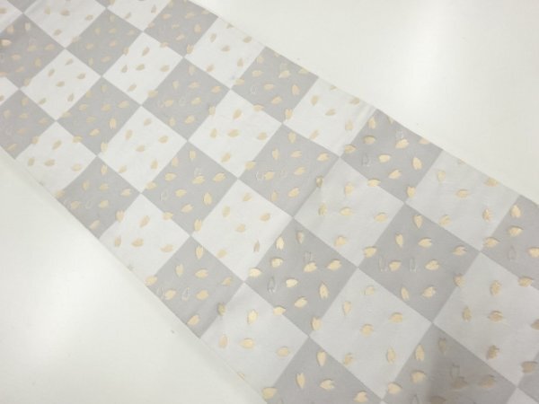 ys7264904; 宗sou 市松に花びら模様織出し全通袋帯【リサイクル】【着】