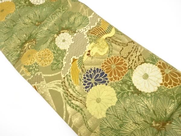 ys7265689; 宗sou 桧扇に鳳凰・松・菊模様織り出し丸帯（着用可）【アンティーク】【着】