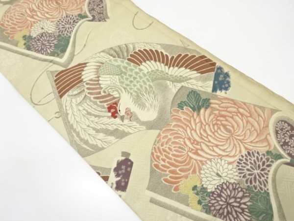 ys7268962; 宗sou 読み本に鳳凰・菊模様織り出し丸帯帯側【アンティーク】【着】
