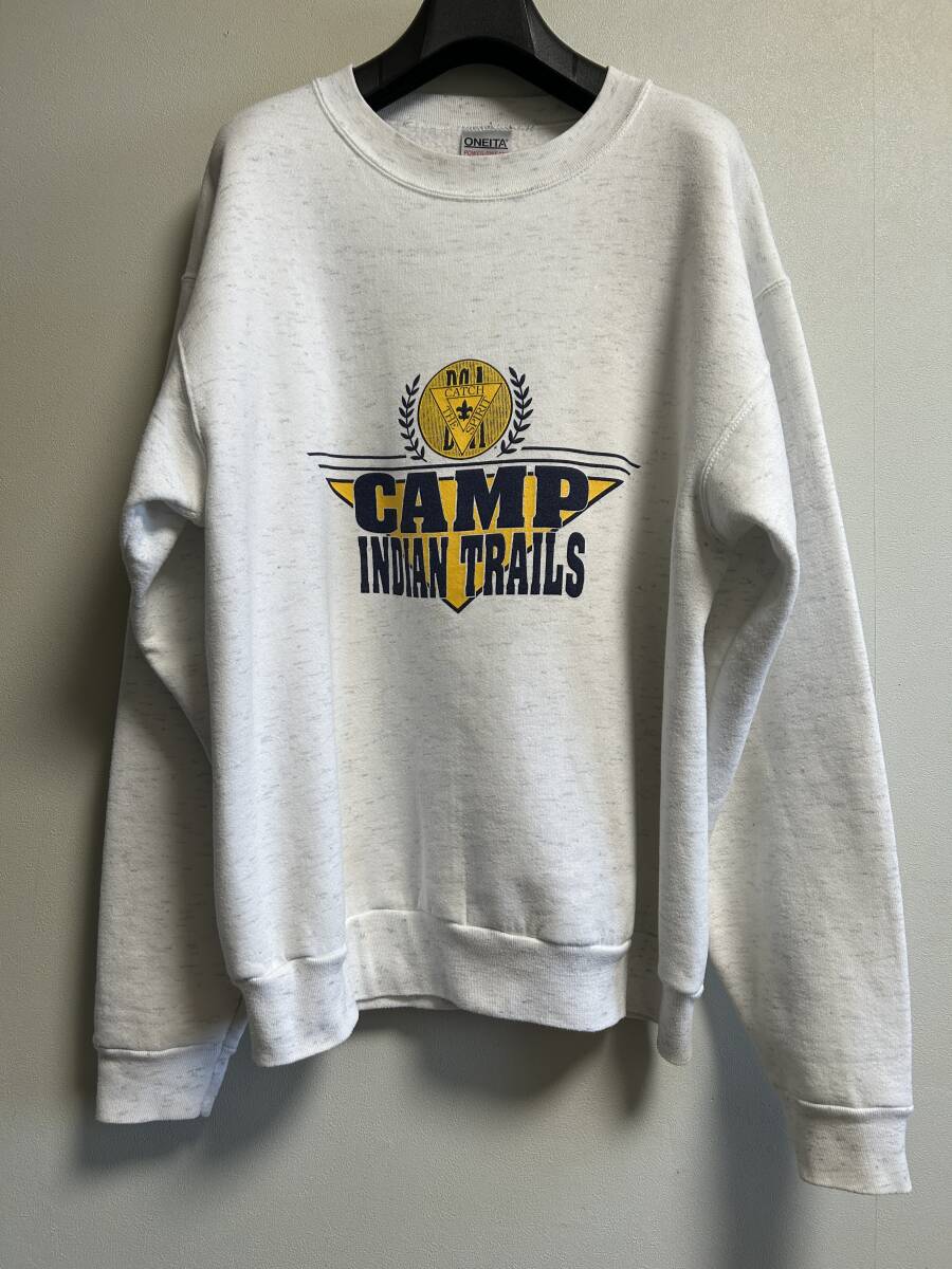 80s 90s USA製 ヴィンテージ CAMP INDIAN TRAILS 銀タグ スウェット ONEITA トレーナー インディアントレイルキャンプ アウトドア