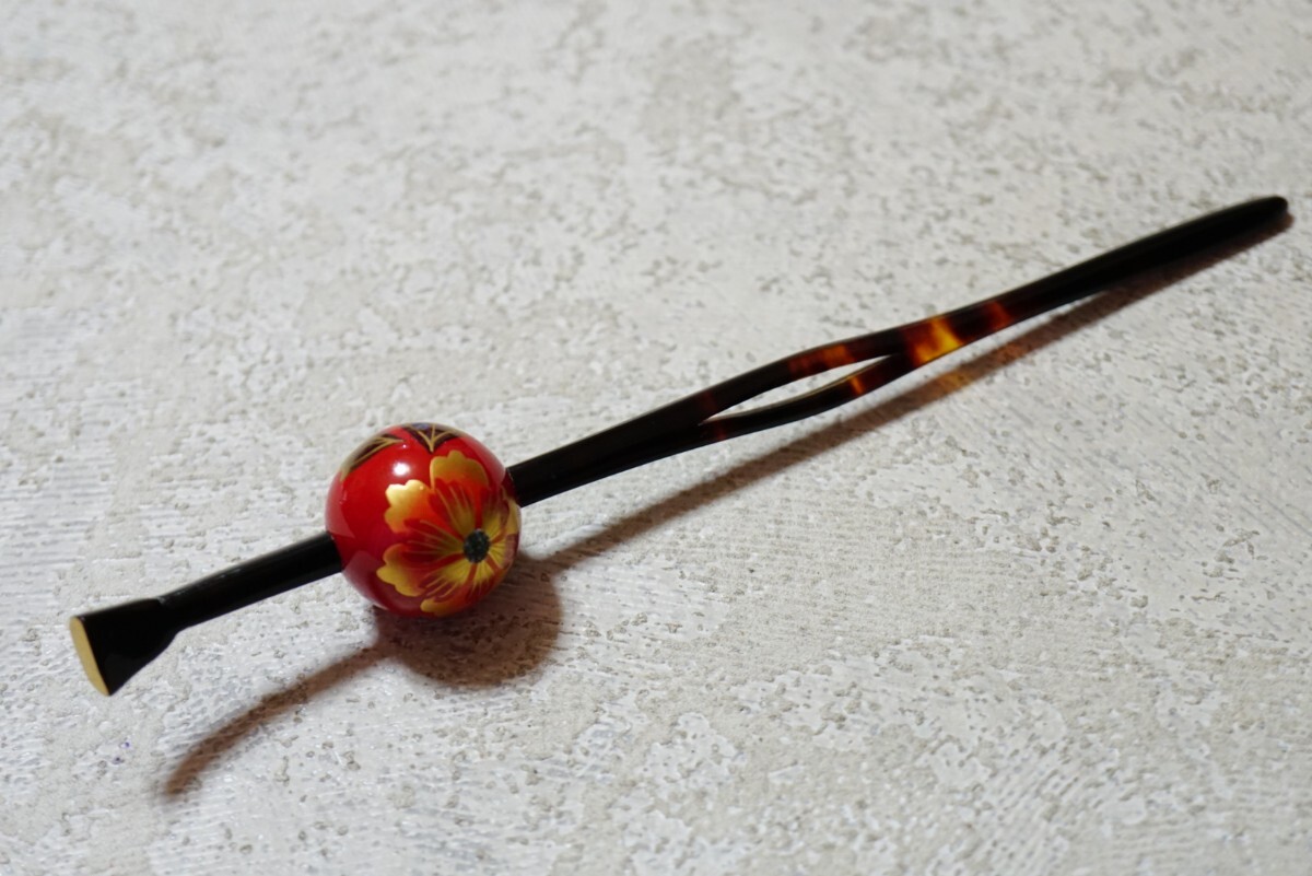 483 本鼈甲 べっ甲 金蒔絵 螺鈿細工 玉簪 簪 かんざし ヴィンテージ アクセサリー アンティーク 昭和レトロ 和装小物 和装髪飾り 装飾品